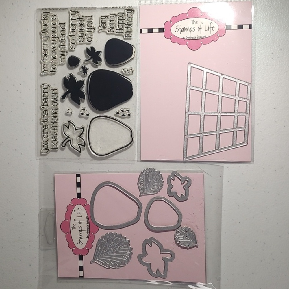 The Stamps Of Life Strawberries 2 Stamp Set, Coordinating Dies, Berry Basket Die